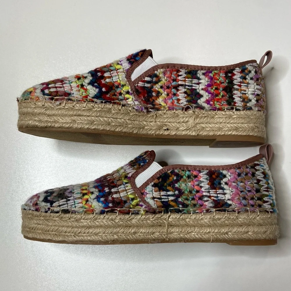 New Sam Edelman Carrin Platform Espadrilles Flats in Bright Multi Sz 10